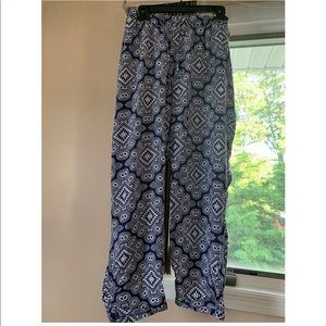 Navy and white patterned pants